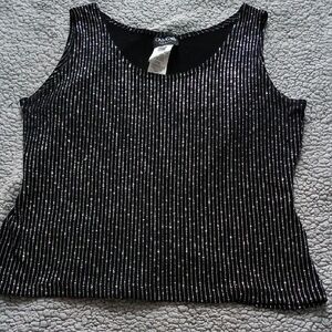 Onyx Nite Black and Silver Striped Tank Top